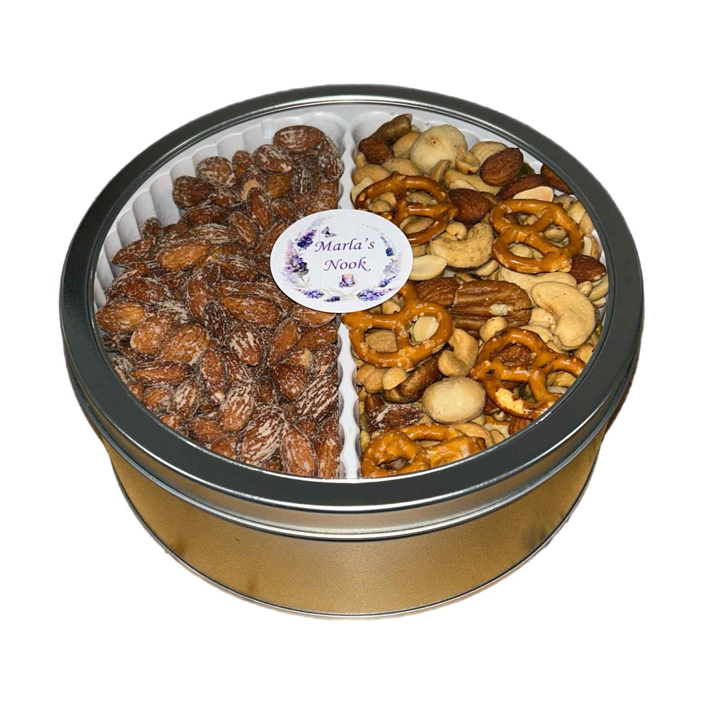 Smoked Almonds & Party Mix Gift Tin 2 lb