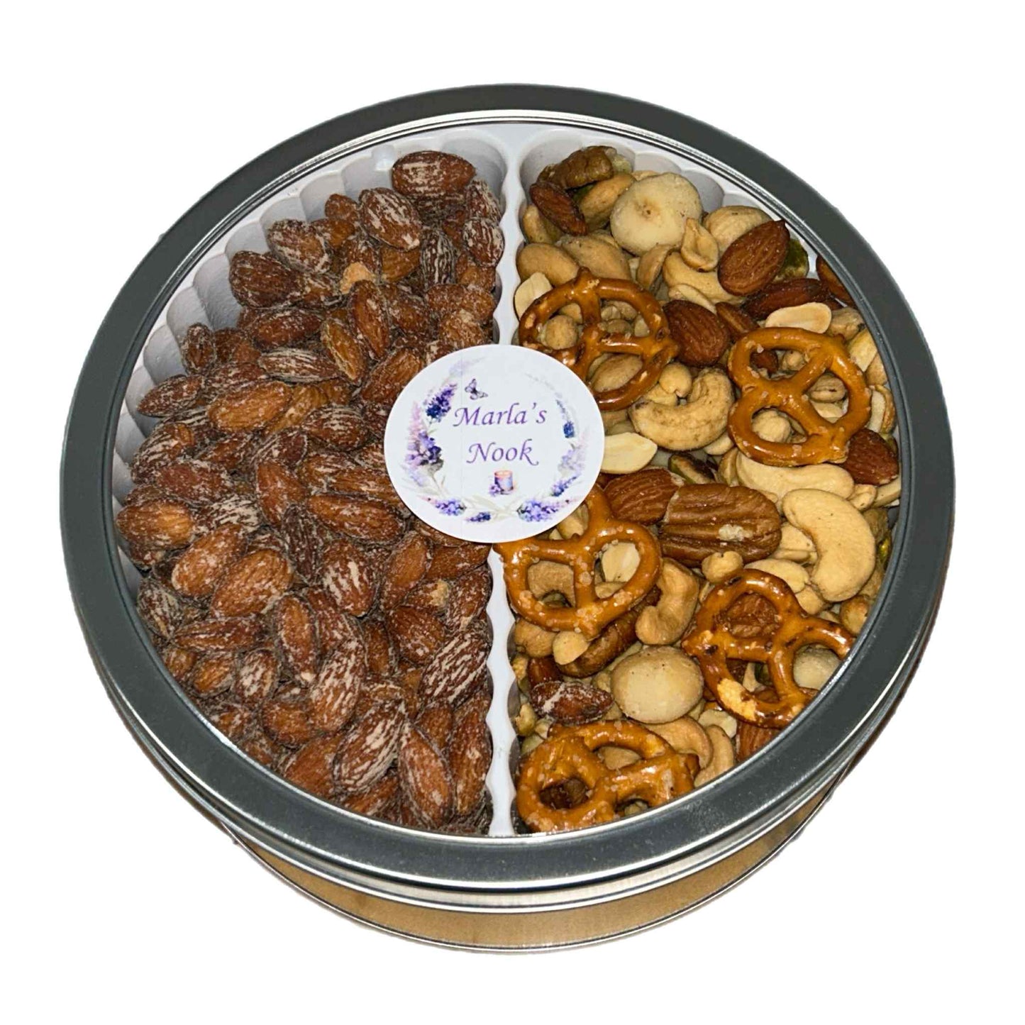 Smoked Almonds & Party Mix Gift Tin 2 lb