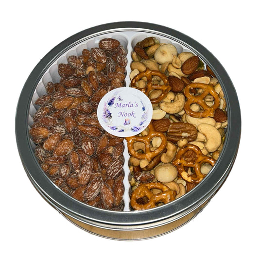 Smoked Almonds & Party Mix Gift Tin 2 lb