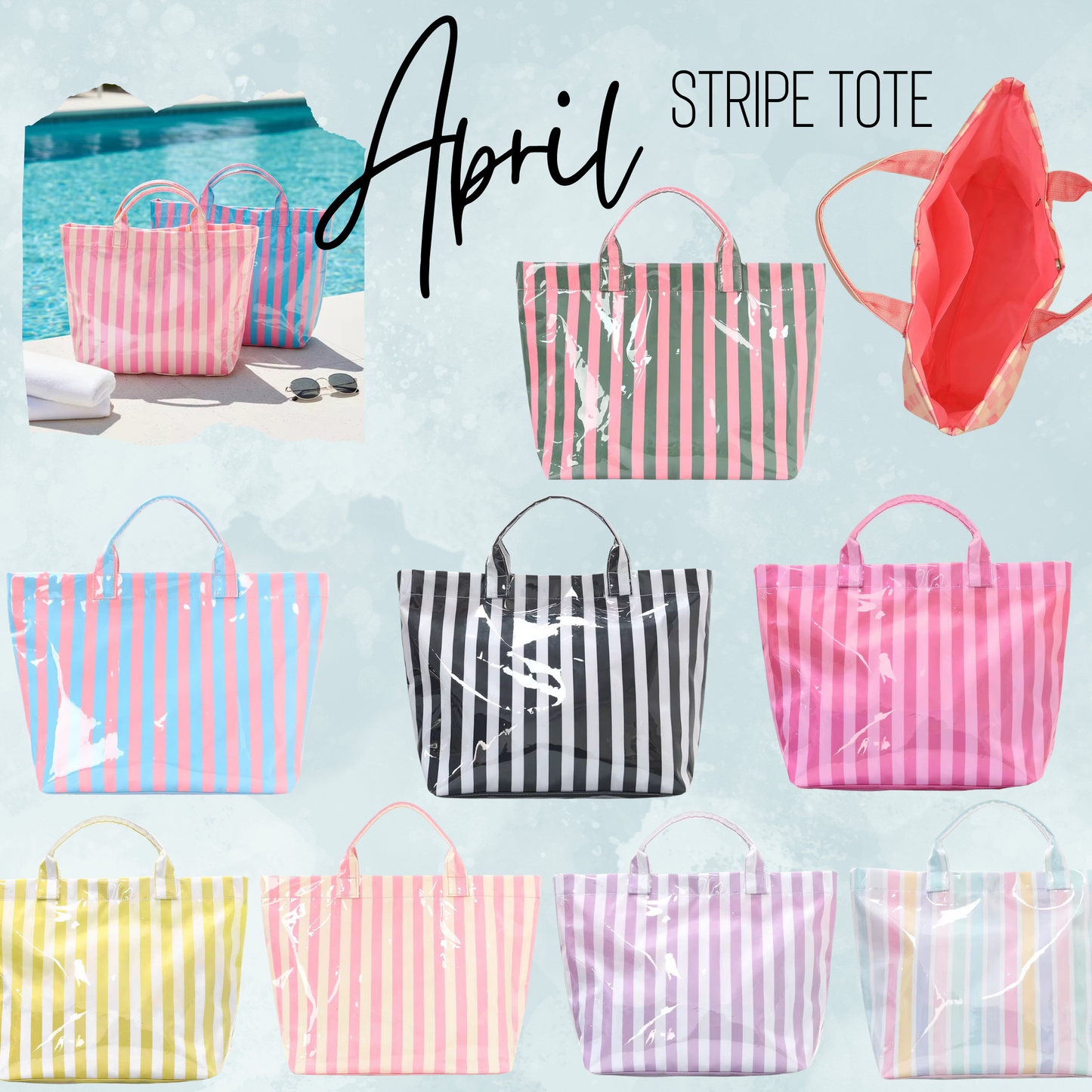 The April Vinyl Tote Bag - Stripes