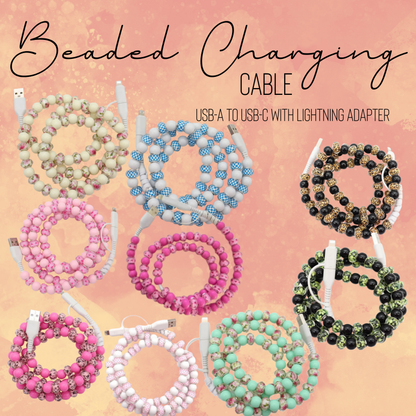 Charging Cord - Beaded - Clear Design