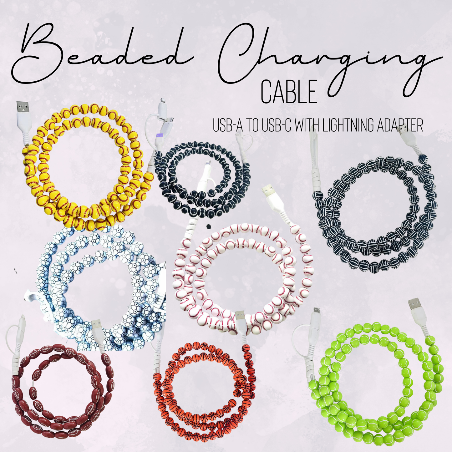 Charging Cord - Beaded - Sports