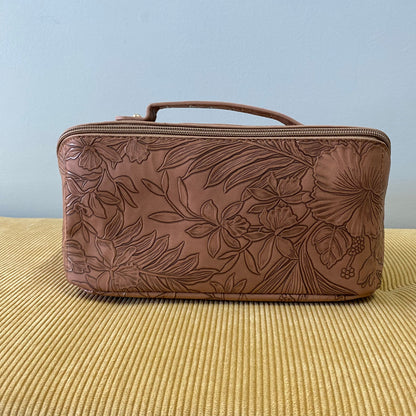 Oversized Lay Flat Cosmetic Bag - Embossed Floral