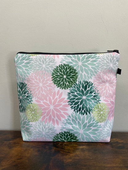 Pouch XL - Floral Green Pink Dahlia MNC