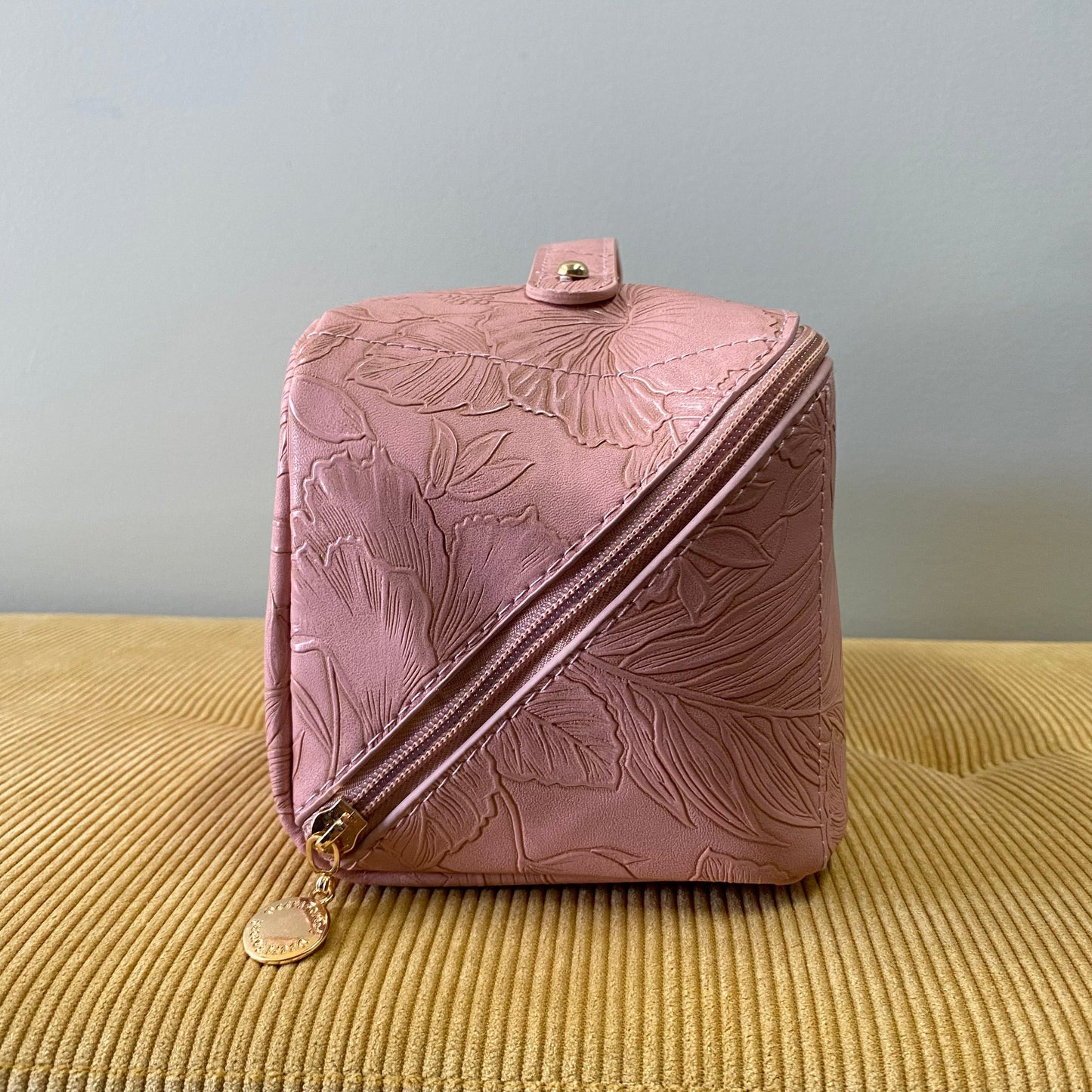 Oversized Lay Flat Cosmetic Bag - Embossed Floral