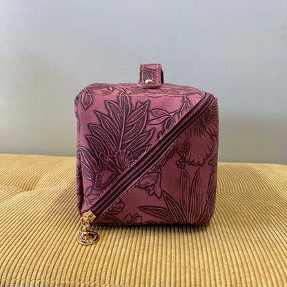 Oversized Lay Flat Cosmetic Bag - Embossed Floral