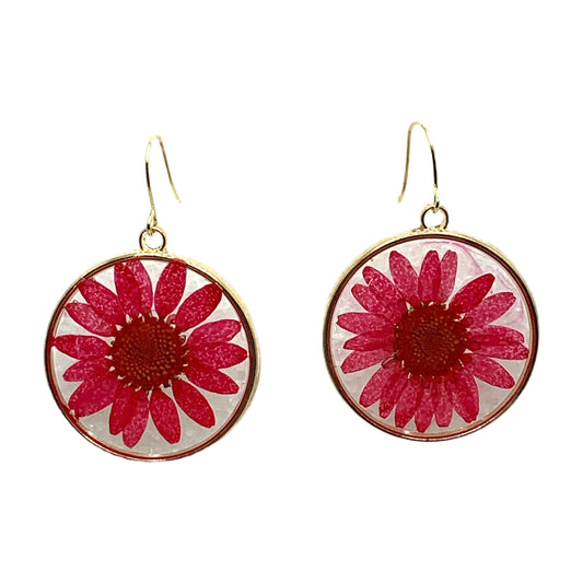 Hot Pink Pressed Flower Earrings MNC