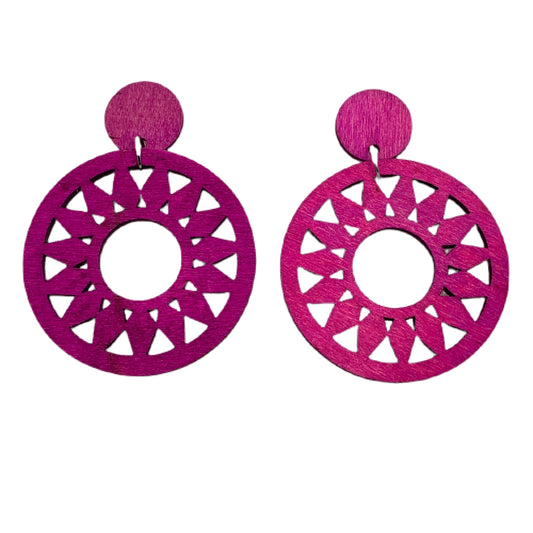 Hot Pink Wood Earrings MNC